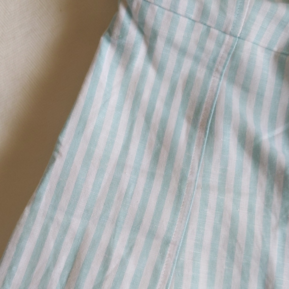 Gap NWOT Linen Cotton Seersucker Stripe Dress Pockets 0 - Picture 8 of 11